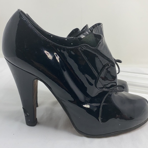 Moschino Sz 36.5 Black Patent Leather Heel Oxfords - Picture 10 of 15